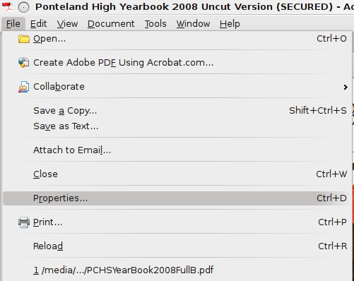 File menu under GNU/Linux File menu under GNU/Linux